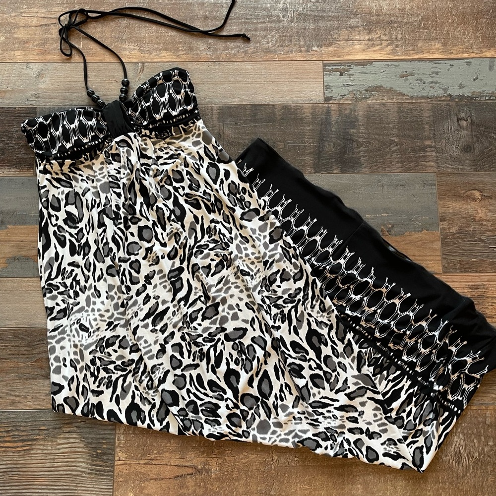 Black and White Animal Print Maxi Dress, 6